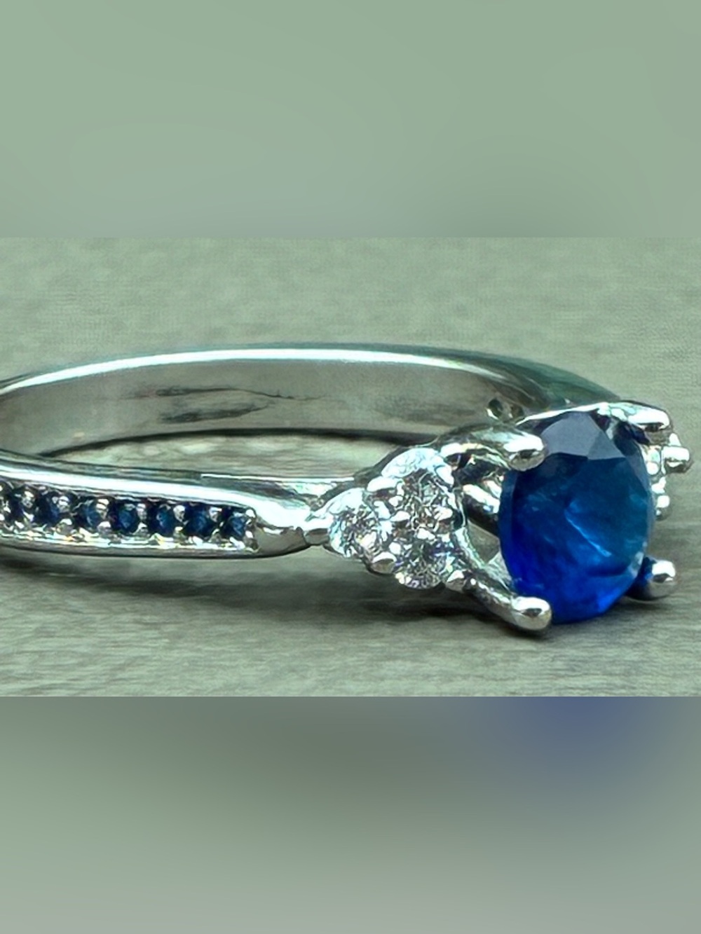 Blue Sapphire and Diamond Accent Solitaire Ring - Women Jewelry